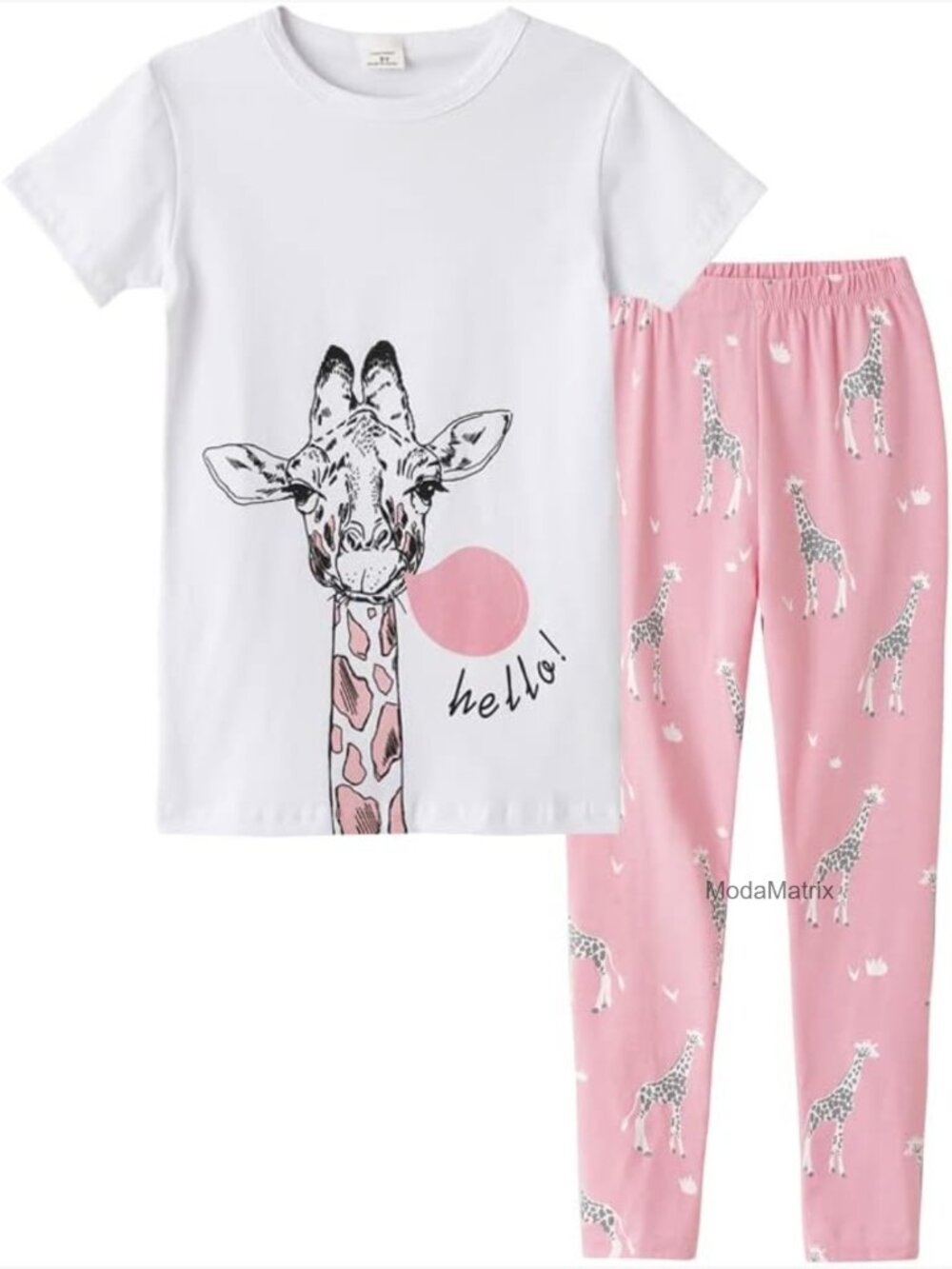 Girls Pajama Set Soft Comfy Sleepwear Short Sleeve 2-Piece Size 10